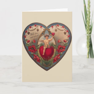 Cherub victorien et carte de voeux de Saint-Valent