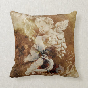 Cherub with a Basket Throw Pillow