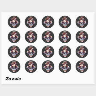 Cherubic Anime Angel - angelic, kawaii,  Classic Round Sticker