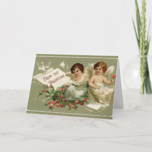 Cherubs and Roses Valentine Holiday Card