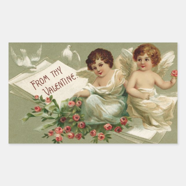 Cherubs and Roses Valentine Sticker (Front)