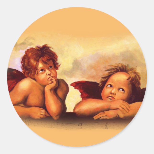 Cherubs, Angels, After Raphael: Original Artwork Classic Round Sticker (Front)