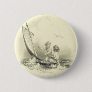 Cherubs - Angels on the Water Engraving 2 Inch Round Button
