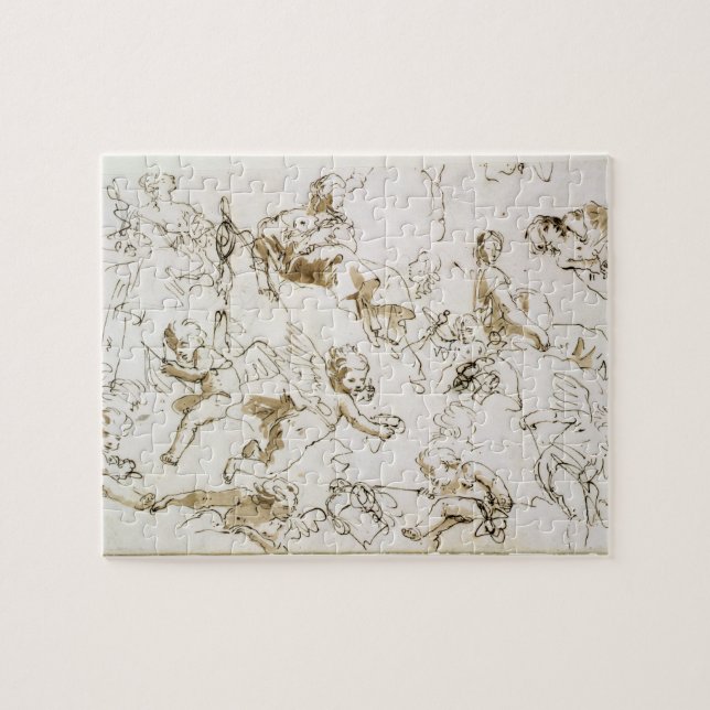 Cherubs, early 18th century (pen and ink and wash jigsaw puzzle (Horizontal)