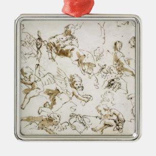 Cherubs, early 18th century (pen and ink and wash metal ornament