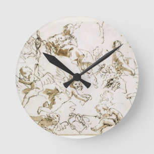 Cherubs, early 18th century (pen and ink and wash round clock