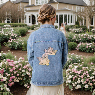Cherubs line art inspired by Italian artist Raphae Denim Jacket