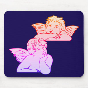 Cherubs line art inspired by Italian artist Raphae Mouse Pad
