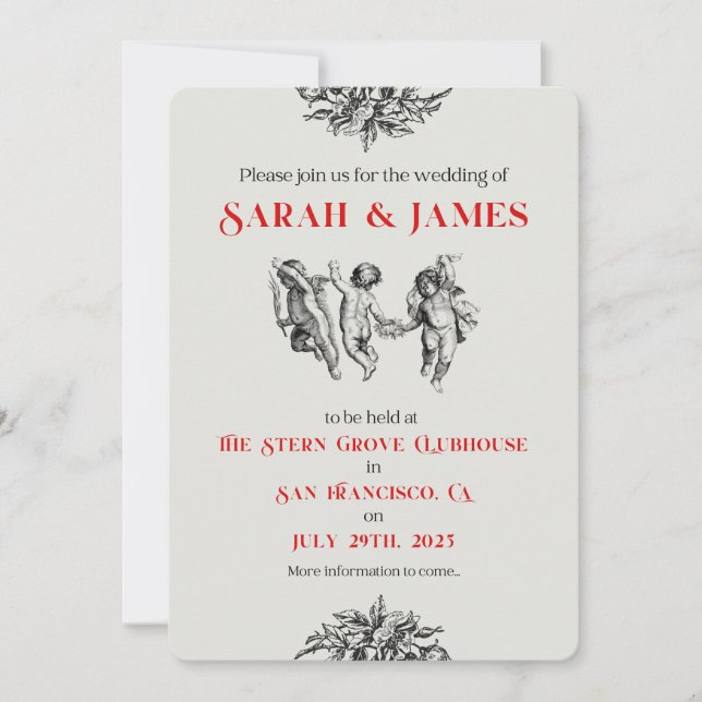 Cherubs Wedding Save The Dates Announcement (Front)