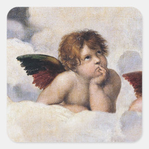 Cherubs, winged Angels painting by Raffael Square Sticker