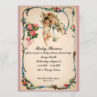 Cherubs with dove Baby Shower Invite