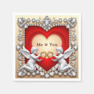 Cherubs With Rings For Romantic Wedding Celebratio Napkin