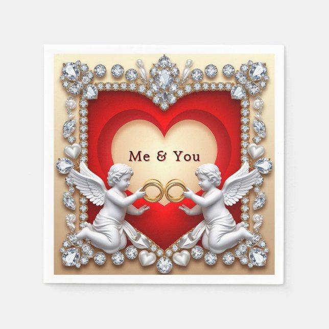 Cherubs With Rings For Romantic Wedding Celebratio Napkin (Front)