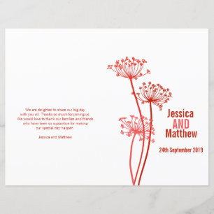 Chervil graphique rouge fleur programme de mariage