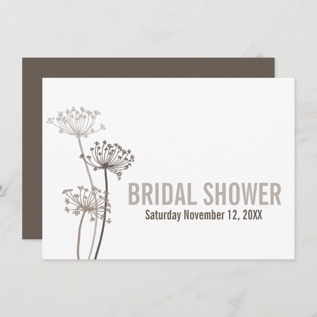 Chervil modern brown bridal shower invitation (Front/Back)
