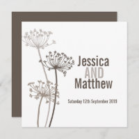 Chervil modern flower brown wedding invite