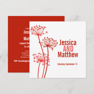 Chervil modern flower dark red wedding invite