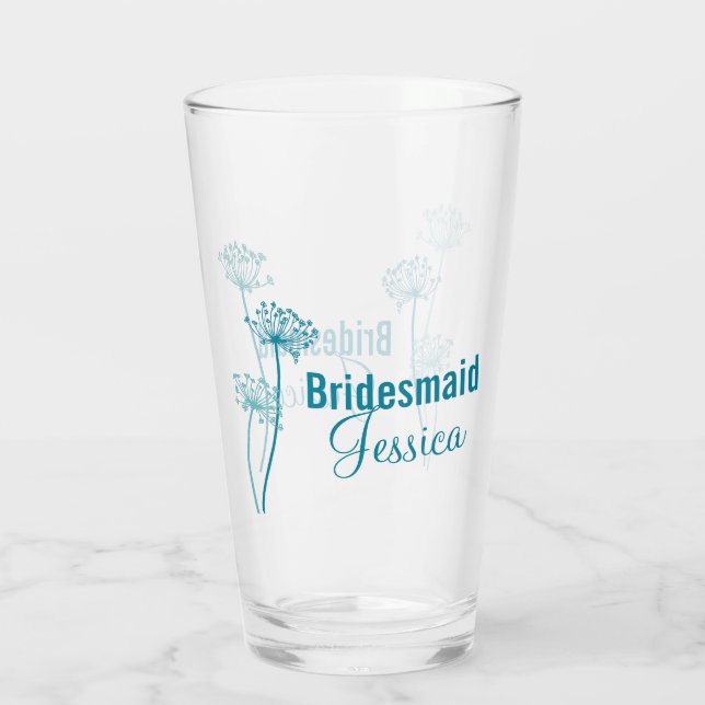 Chervil modern flower graphic wedding favour glass (Back)