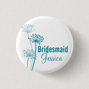 Chervil modern flower wedding pin / button