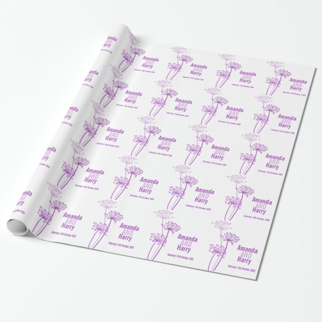 Chervil violet moderne noms mariages papier cadeau (Déroulé)