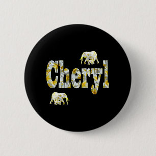 Cheryl Name With Frangipani Flowers,  2 Inch Round Button