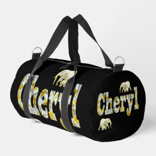Cheryl Name With Frangipani Flowers, Duffle Bag