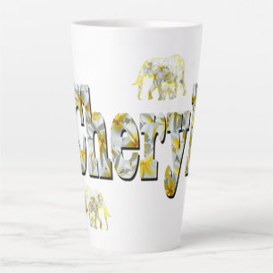 Cheryl Name With Frangipani Flowers,  Latte Mug