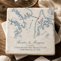 Chesapeake Bay Beach Club Wedding Map Keepsake