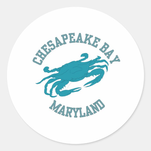 Chesapeake Bay  Blue Crab Classic Round Sticker (Front)