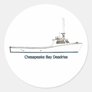 Chesapeake Bay Deadrise Boat (titled) Classic Round Sticker