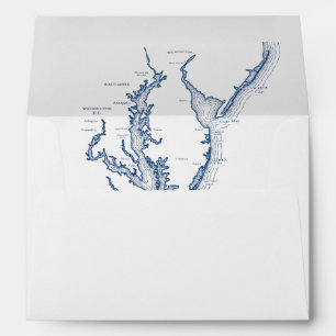 Chesapeake Bay Destination Wedding Map White Envelope