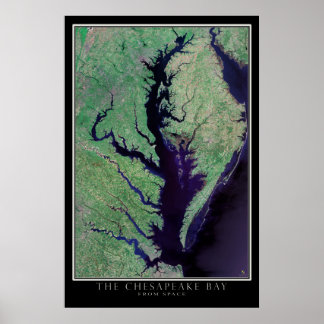 Chesapeake Bay Maryland - Virginia Satellite Map Poster