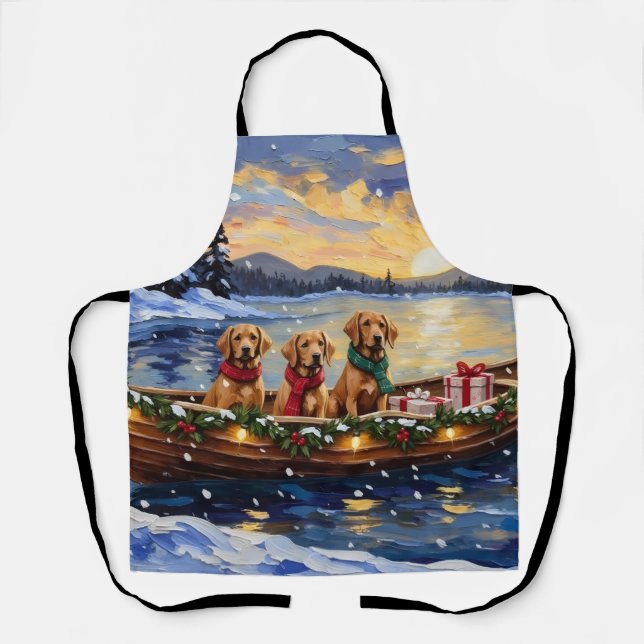 Chesapeake Bay Retriever Christmas Boat Holiday Apron (Front)