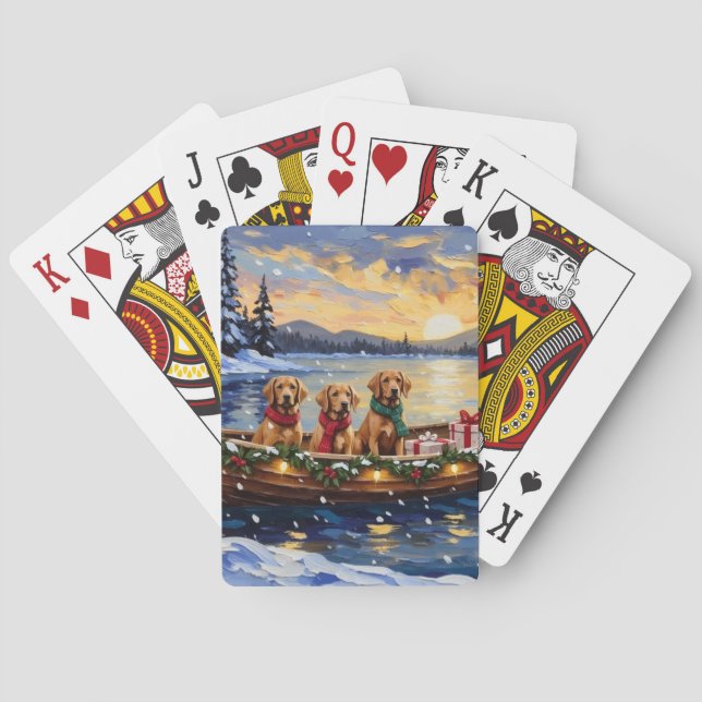 Chesapeake Bay Retriever Christmas Boat Holiday Playing Cards (Back)