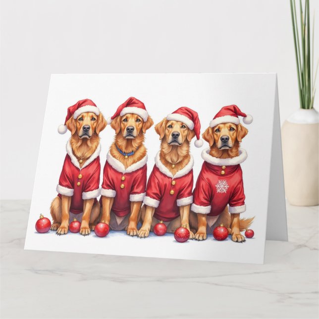 Chesapeake Bay Retriever Christmas Dress Santa Hat Card (Front)