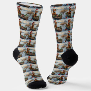 Chesapeake Bay Retriever Christmas Hunting Boat Socks