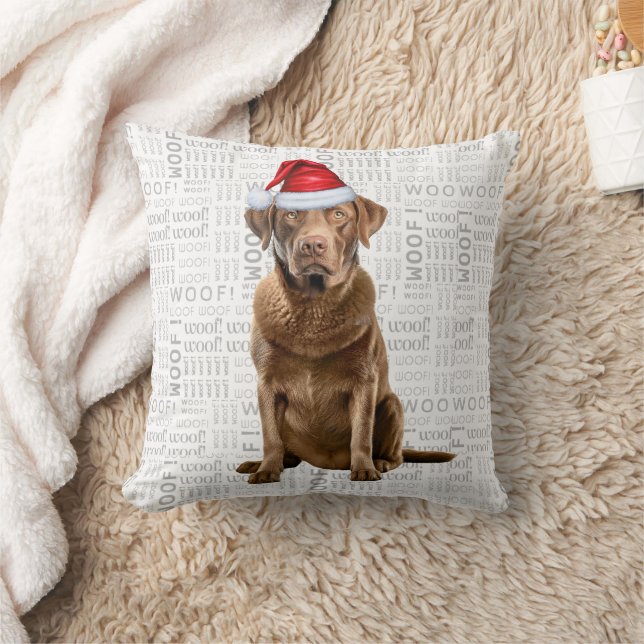 Chesapeake Bay Retriever Dog Christmas Holiday Throw Pillow (Blanket)