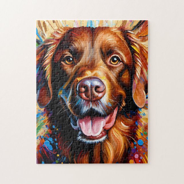 Chesapeake Bay Retriever Dog Portrait Acrylic Art Jigsaw Puzzle (Vertical)