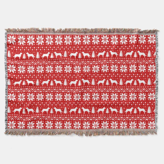 Chesapeake Bay Retriever Dog Silhouettes Christmas Throw Blanket (Front)