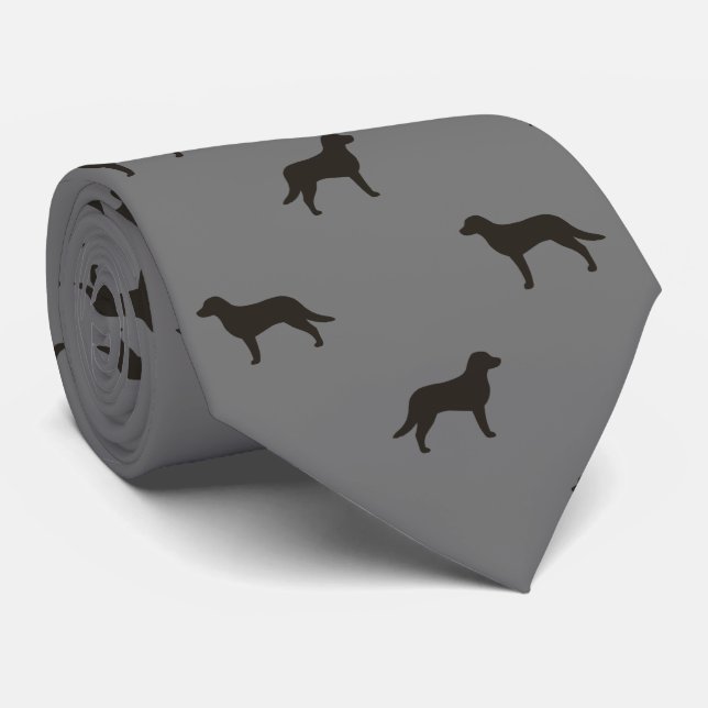 Chesapeake Bay Retriever Dog Silhouettes Pattern Tie (Rolled)