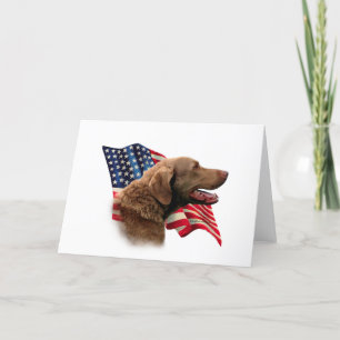 Chesapeake Bay Retriever Flag Card