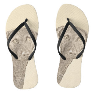 Chesapeake Bay Retriever Painting Original Dog Art Flip Flops
