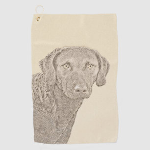 Chesapeake Bay Retriever Painting Original Dog Art Golf Towel
