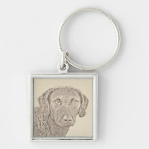Chesapeake Bay Retriever Painting Original Dog Art Keychain