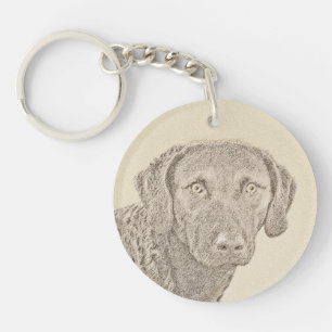 Chesapeake Bay Retriever Painting Original Dog Art Keychain