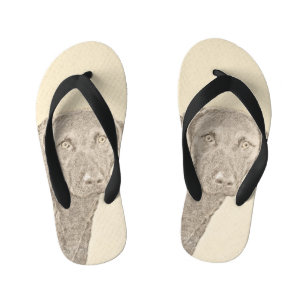 Chesapeake Bay Retriever Painting Original Dog Art Kid's Flip Flops