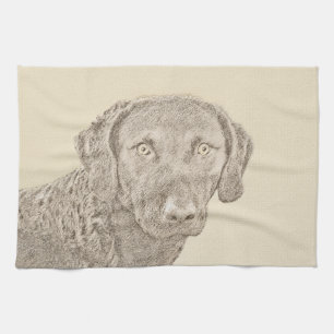 Chesapeake Bay Retriever Painting Original Dog Art Kitchen Towel