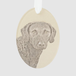 Chesapeake Bay Retriever Painting Original Dog Art Ornament