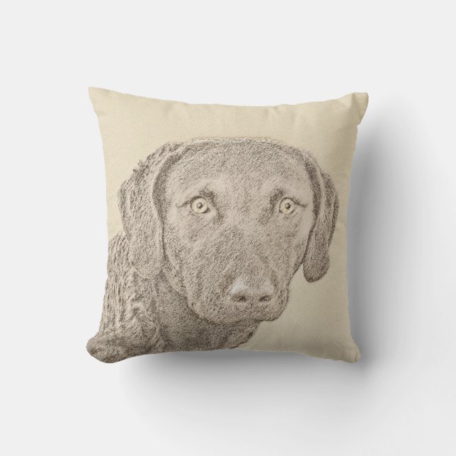 Chesapeake Bay Retriever Painting Original Dog Art Throw Pillow (Front)