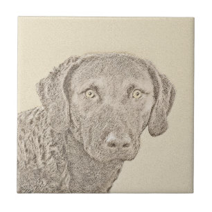Chesapeake Bay Retriever Painting Original Dog Art Tile